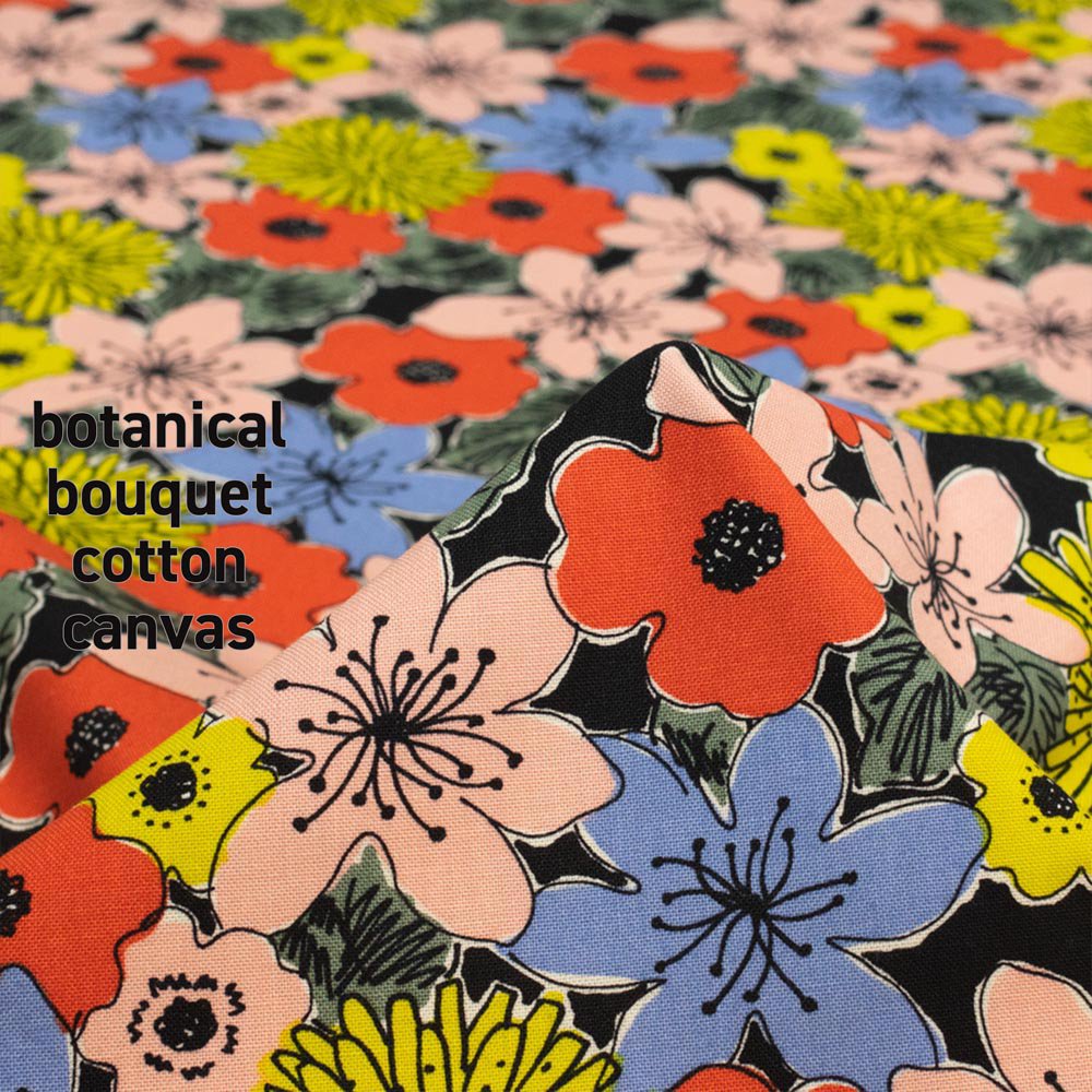 [ Price Down Sale ][  cotton canvas ] botanical bouquet｜ボタニカルブーケ｜コットン10番キャンバス｜ブラックレッド｜7102-3<img class='new_mark_img2' src='https://img.shop-pro.jp/img/new/icons20.gif' style='border:none;display:inline;margin:0px;padding:0px;width:auto;' />