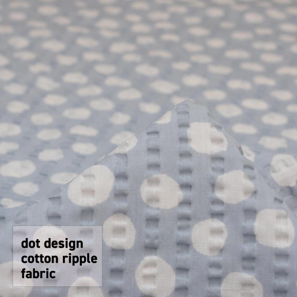 【コットンリップル】 dot design cotton ripple fabric ｜ドットデザインのコットンリップル｜ライトグレー｜