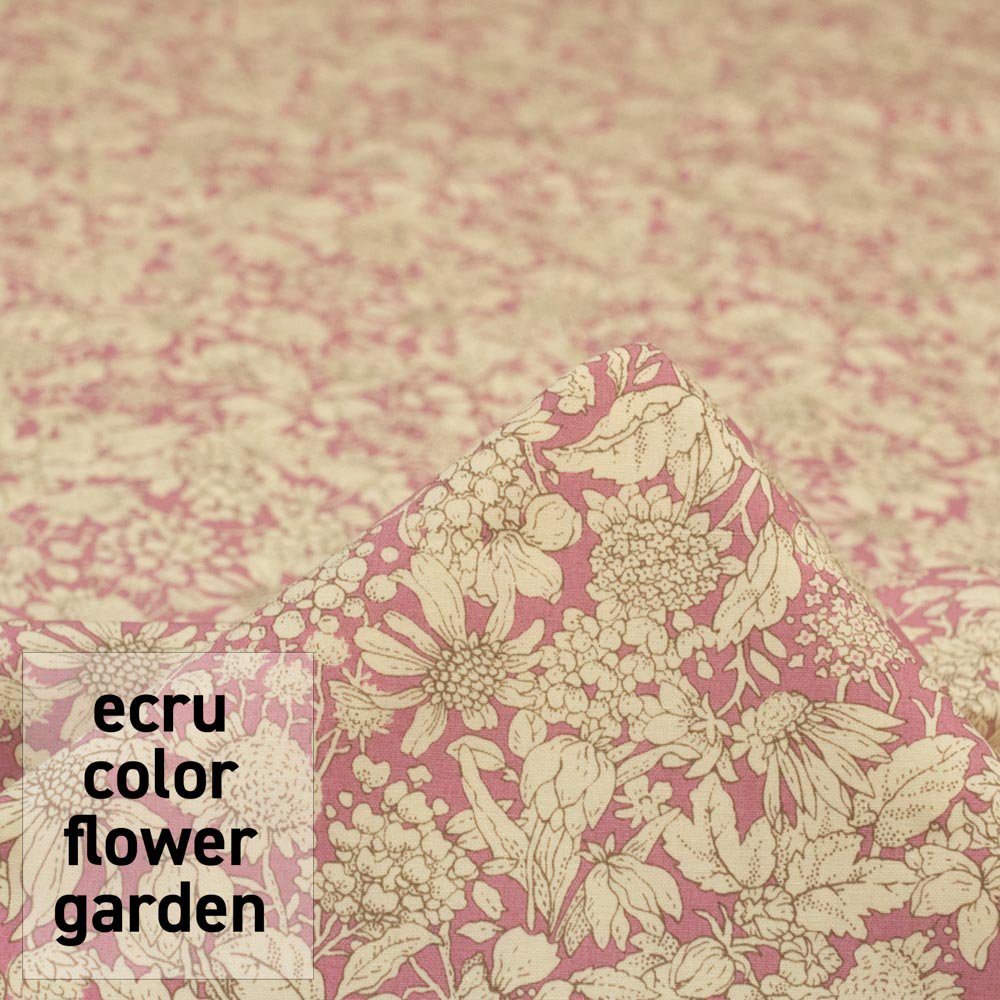 【 Cotton Broadcloth 】 ecru color flower garden｜エクリュカラーフラワーガーデン｜コットンブロード｜小花柄｜ピンク｜