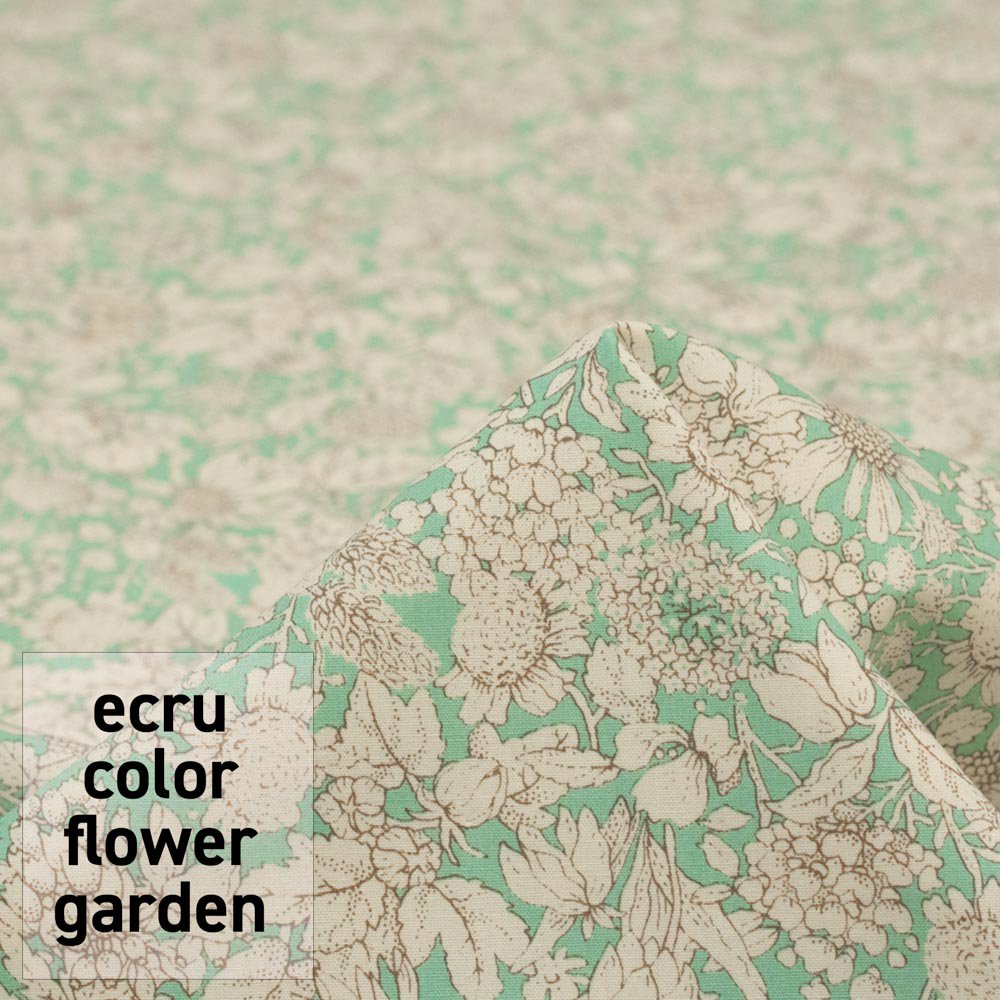 【 Cotton Broadcloth 】 ecru color flower garden｜エクリュカラーフラワーガーデン｜コットンブロード｜小花柄｜ミント｜