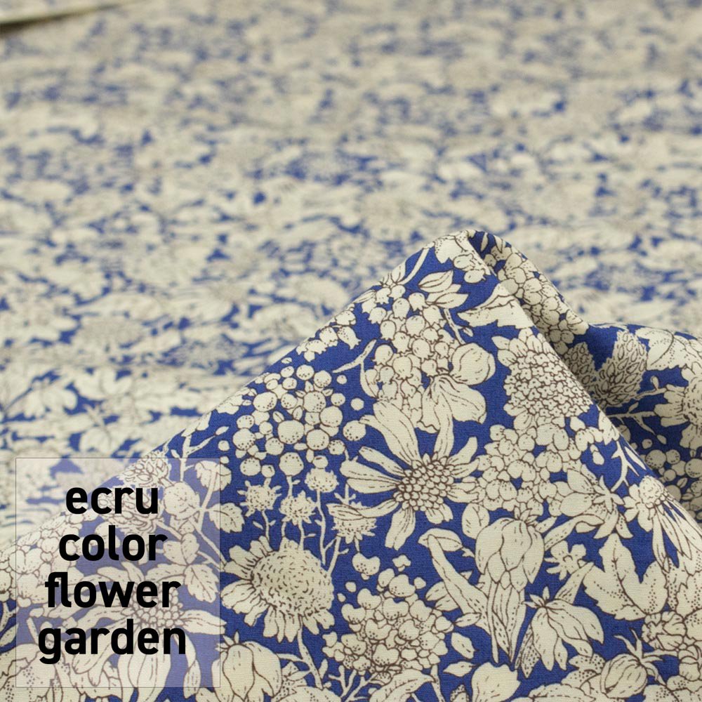 【 Cotton Broadcloth 】 ecru color flower garden｜エクリュカラーフラワーガーデン｜コットンブロード｜小花柄｜ブルー｜
