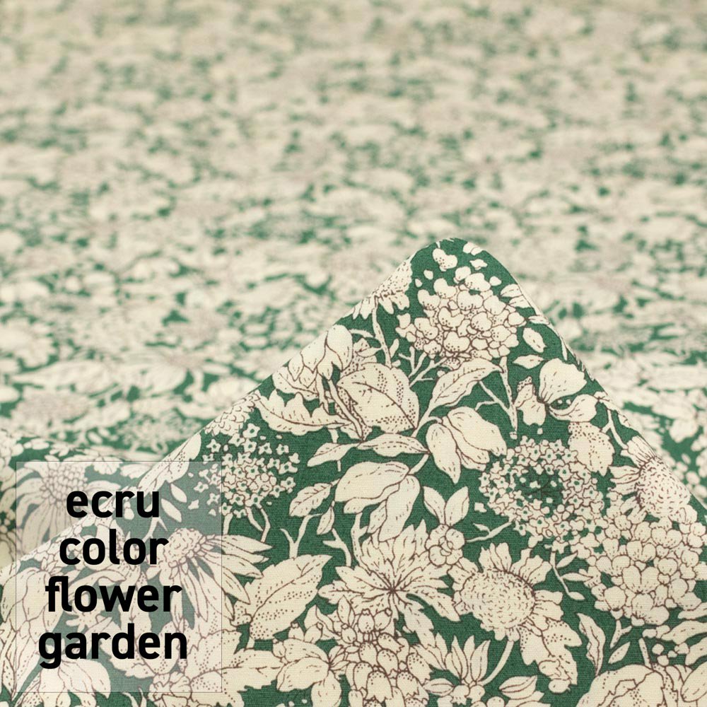 【 Cotton Broadcloth 】 ecru color flower garden｜エクリュカラーフラワーガーデン｜コットンブロード｜小花柄｜グリーン｜