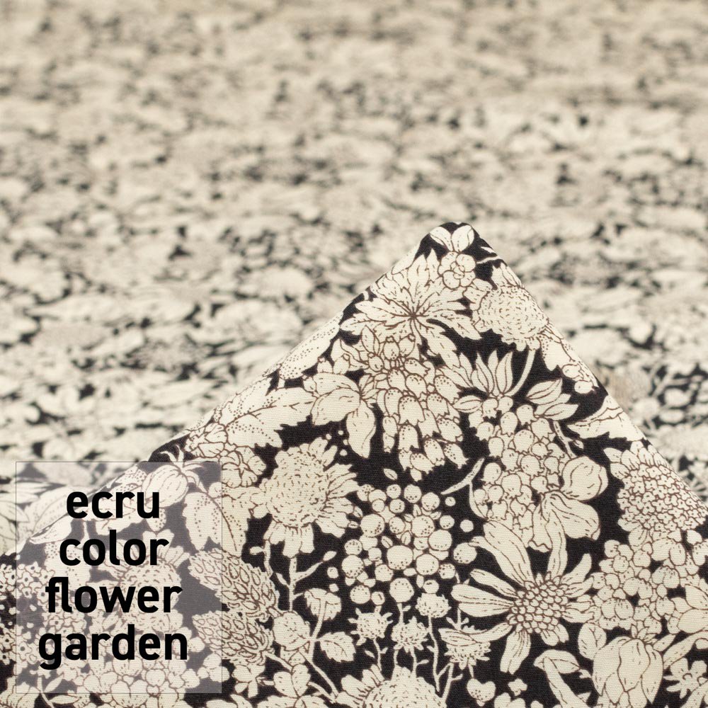 【 Cotton Broadcloth 】 ecru color flower garden｜エクリュカラーフラワーガーデン｜コットンブロード｜小花柄｜ブラック｜