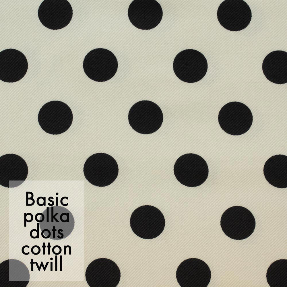 【cotton twill】コットンツイルのベーシックポルカドット｜Basic cotton twill dot｜オフホワイトブラック｜