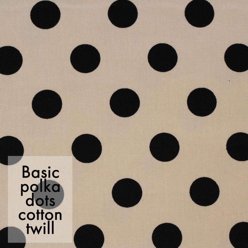 【cotton twill】コットンツイルのベーシックポルカドット｜Basic cotton twill dot｜ベージュブラック｜