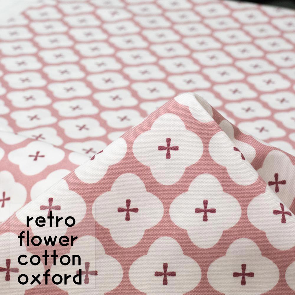  【 cotton oxford 】 retro flower-レトロフラワー｜モロッカン｜コットンオックスフォード｜スモークピンク｜