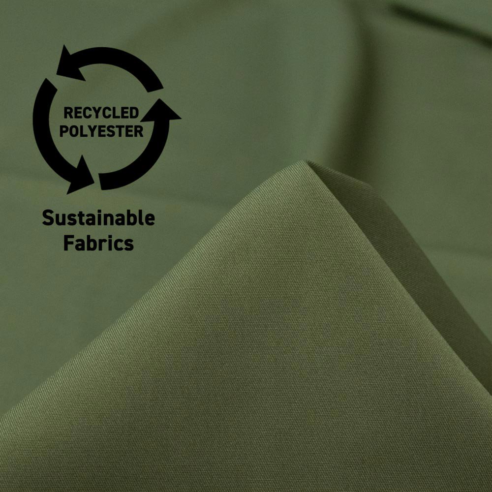 【Sustainable Fabrics】【リサイクルポリエステル×コットン】150cm巾の軽く仕上げたコットンポリエステルツイル｜サスティナブル｜オリーブ｜