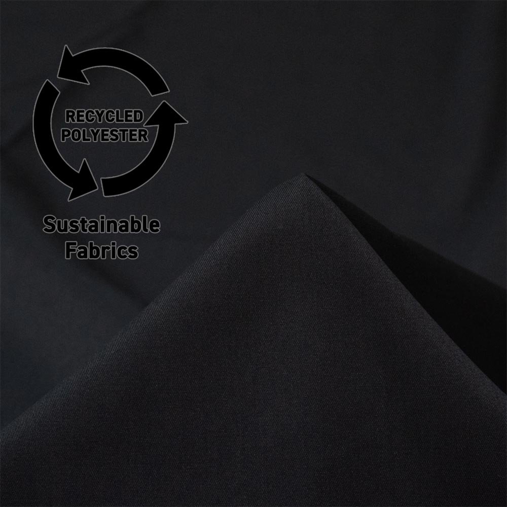 【Sustainable Fabrics】【リサイクルポリエステル×コットン】150cm巾の軽く仕上げたコットンポリエステルツイル｜サスティナブル｜ブラック｜
