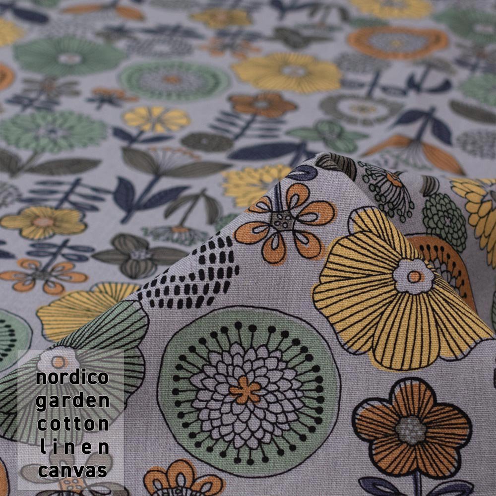 【cotton linen】 cotton linen canvas nordico garden｜ノルディコガーデン｜コットンリネンキャンバス｜グレー｜