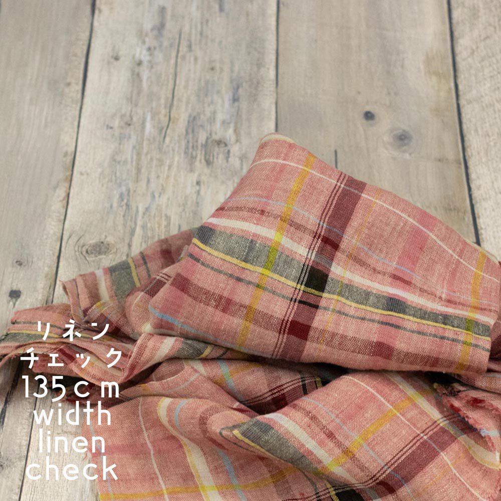 【sale】【linen】135cm巾タンブラーワッシャーリネンチェック｜ていねいに尾州でしあげました｜ピンク｜2<img class='new_mark_img2' src='https://img.shop-pro.jp/img/new/icons20.gif' style='border:none;display:inline;margin:0px;padding:0px;width:auto;' />