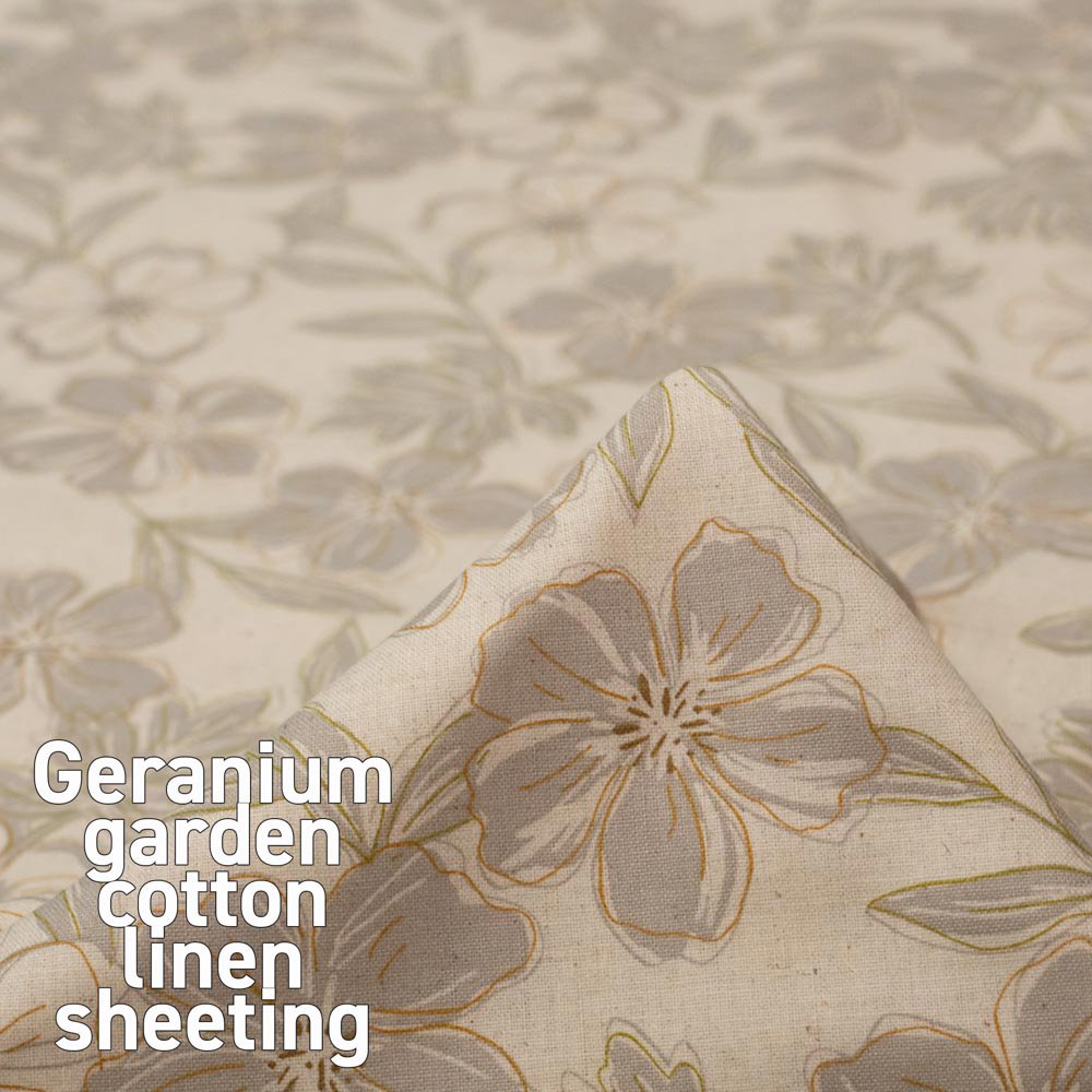 【cotton linen】Geranium garden cotton linen sheeting｜やわらかコットンリネンシーチング｜ナチュラル｜1