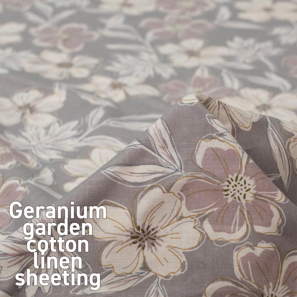 【cotton linen】Geranium garden cotton linen sheeting｜やわらかコットンリネンシーチング｜クールグレー｜4