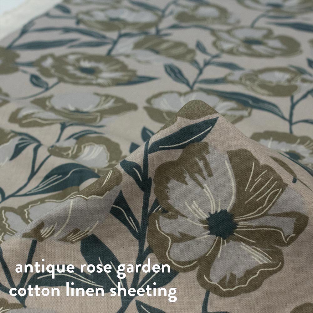 【cotton linen】antique rose garden ｜ cotton linen sheeting｜やわらかコットンリネンシーチング｜モスグレー｜3