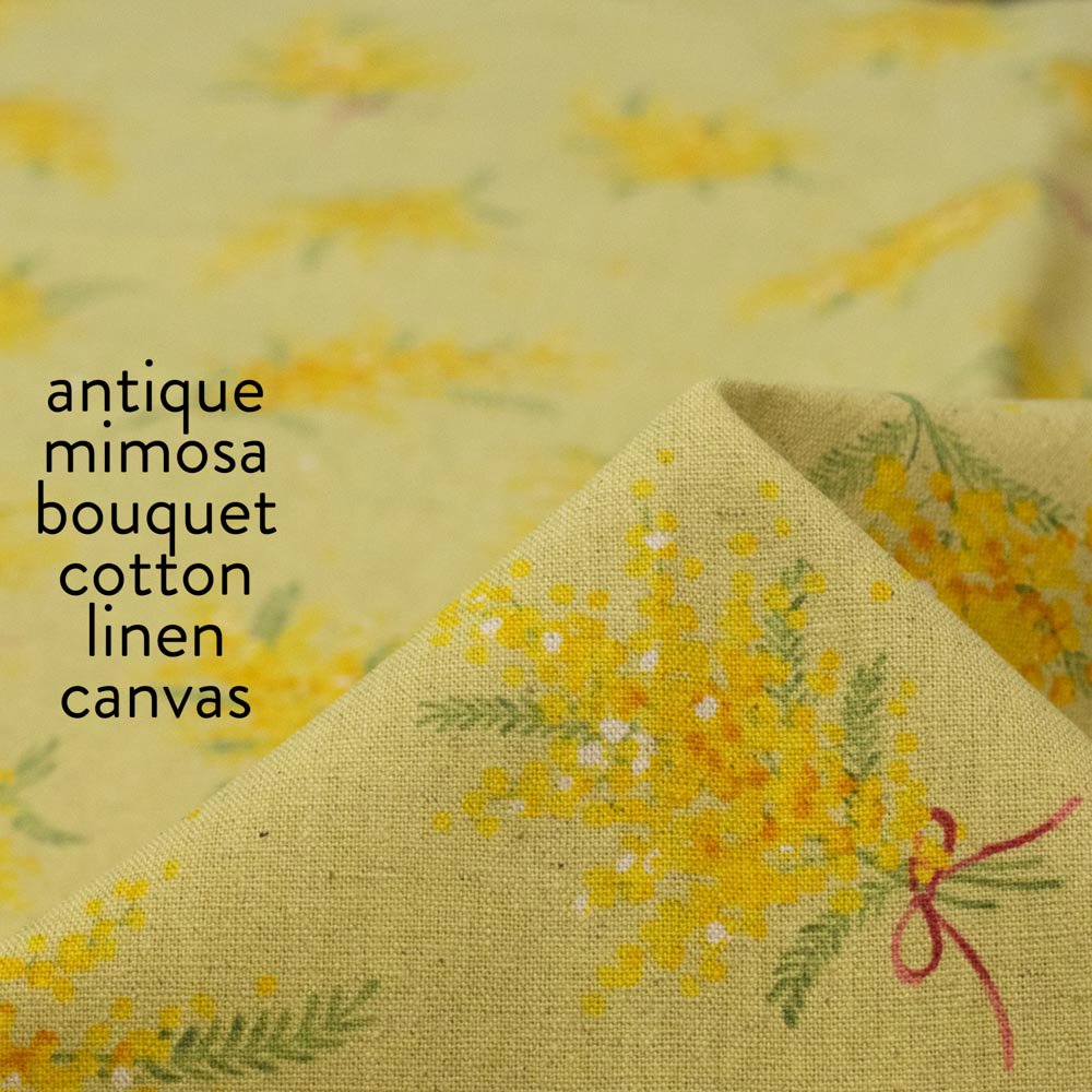 【cotton linen】antique mimosa bouquet ｜cotton linen canvas｜アンティークミモザブーケ コットンリネンキャンバス｜スモーキーシトラス｜2