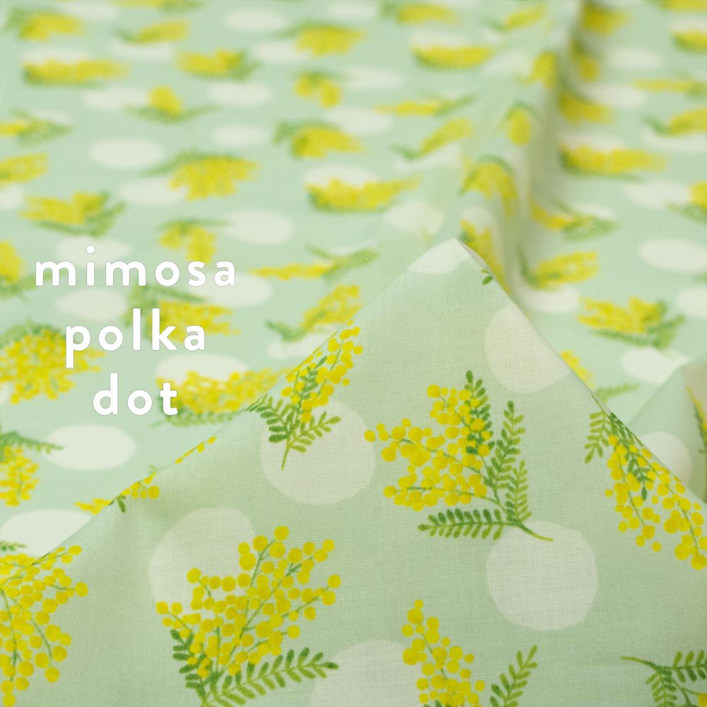 【コットンローン】mimosa polkadot｜コットン60ローン｜ミモザドット｜ミント｜7237-3
