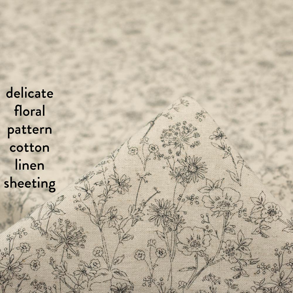 【cotton linen】delicate floral pattern cotton linen sheeting｜ベーシックコットンリネンシーチング｜ナチュラル｜7266-2