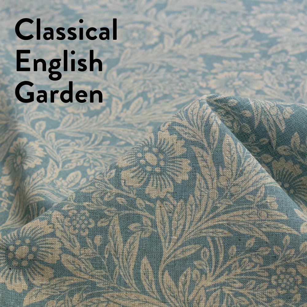 【cotton linen】Classical English Garden｜W巾ハーフリネンキャンバス｜アクア｜7277-3