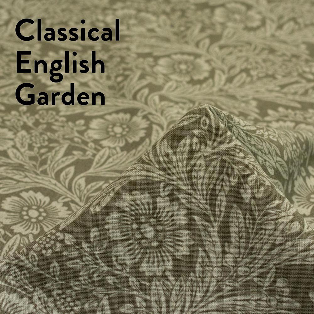 【cotton linen】Classical English Garden｜W巾ハーフリネンキャンバス｜オリーブグレー｜7277-4