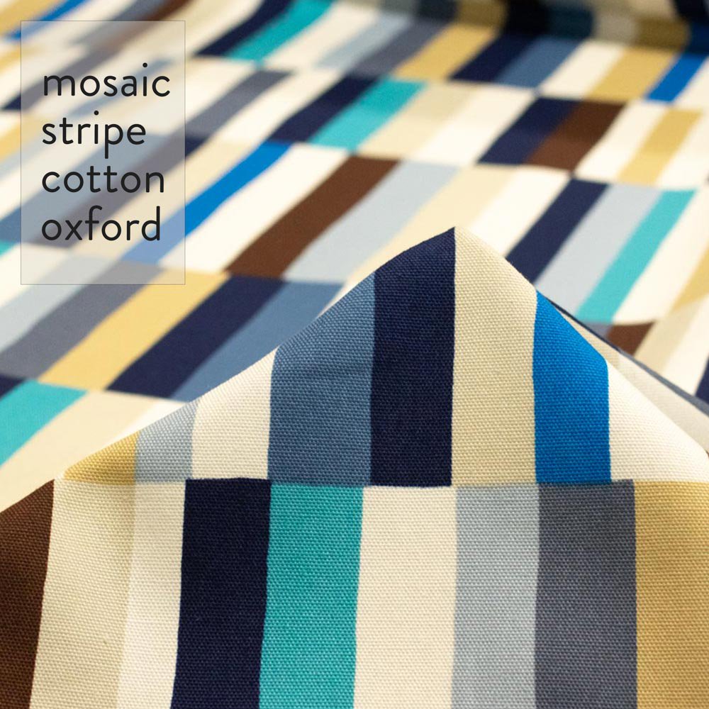 [ コットンオックス] mosaic stripe｜モザイクストライプ｜コットンオックス｜ブルー｜7232-3