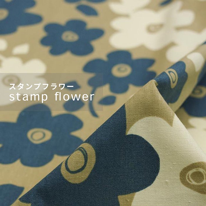 [ cotton linen ] stamp flower｜cotton linen canvas｜スタンプフラワー｜グレージュ｜8020-5