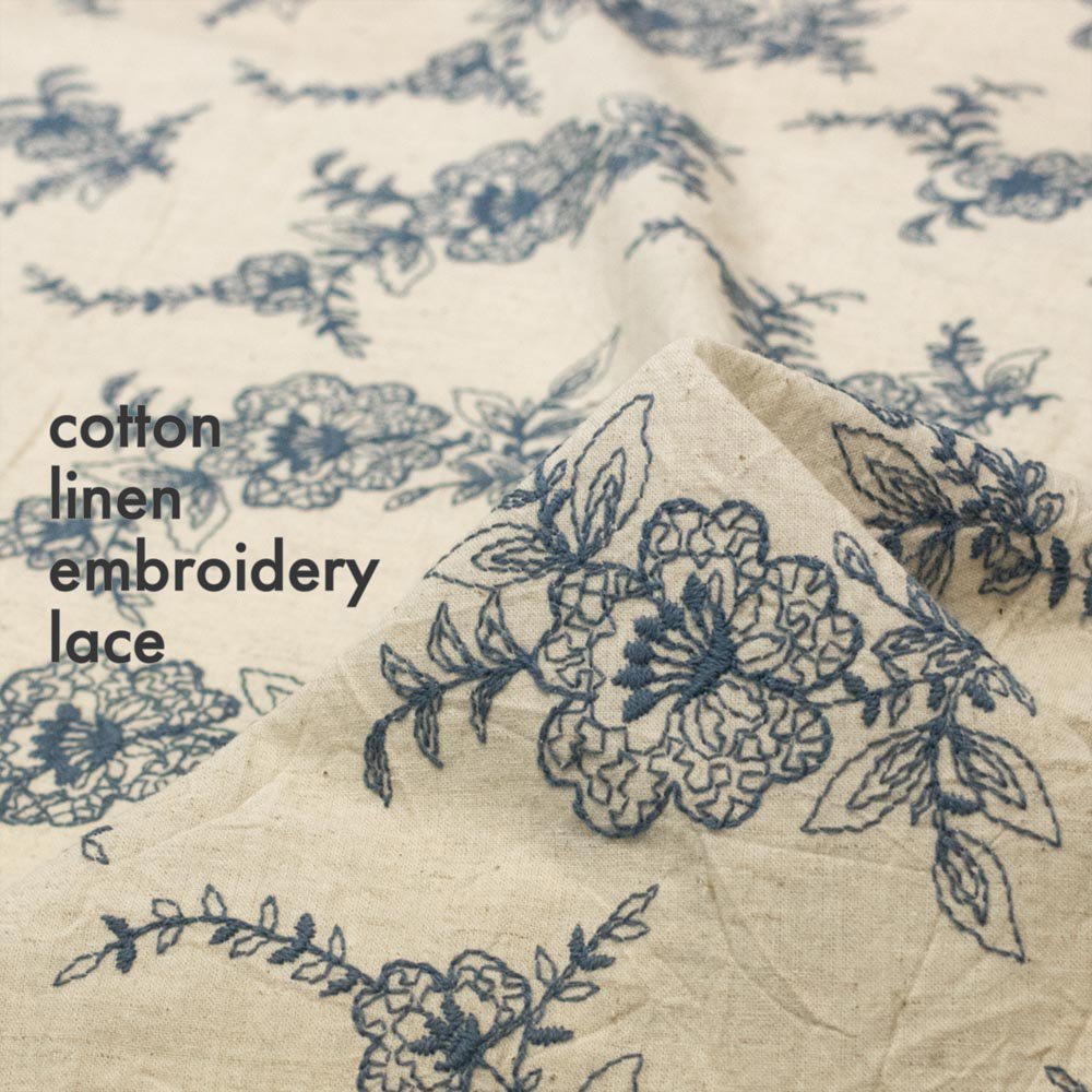 [ åȥͥ졼 ] ǫ˻ɽ줿åȥͥ󥨥֥꡼졼cotton linen embroidery laceåʥ8039-1