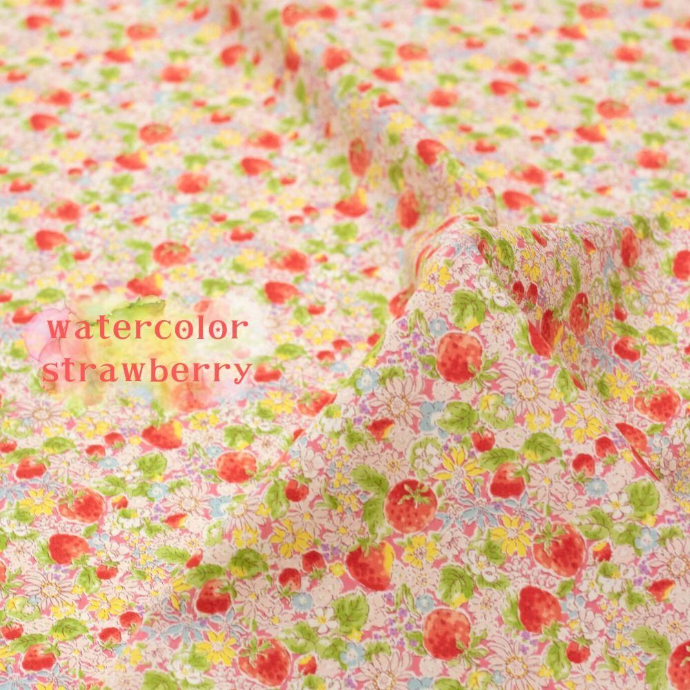 [ åȥ֥ ] 顼ȥ٥꡼cotton broadclothwatercolor strawberryåȥ٥꡼8054-2