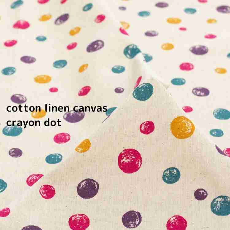 [ sale ][ コットンリネンキャンバス ] クレヨンドット｜cotton linen canvas｜crayon dot｜亜麻色×ダークカラー｜8064-3<img class='new_mark_img2' src='https://img.shop-pro.jp/img/new/icons20.gif' style='border:none;display:inline;margin:0px;padding:0px;width:auto;' />