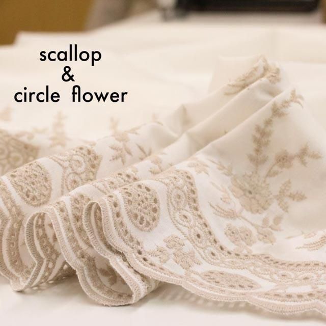 1反販売 ][ スカラップレース ]片耳2重スカラップ＆サークルフラワー