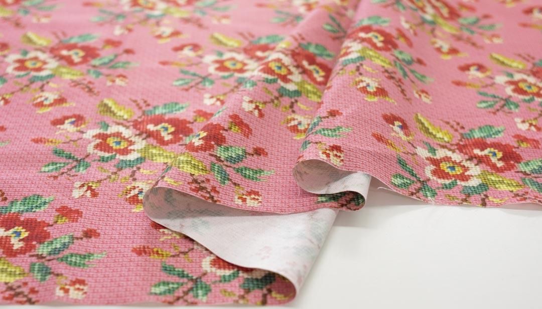 最安価格 USA cotton クロスステッチスタイルフラワー｜コットン ] 着物・浴衣