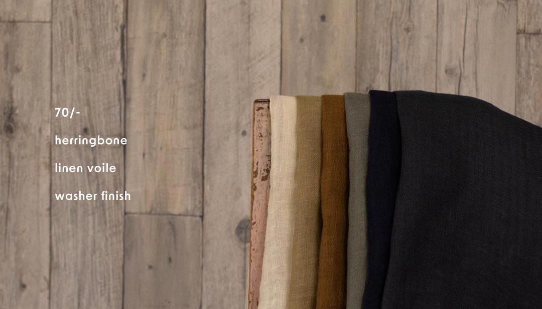 sale ][ Linen ]70/- リネンボイルへリンボンワッシャー｜70