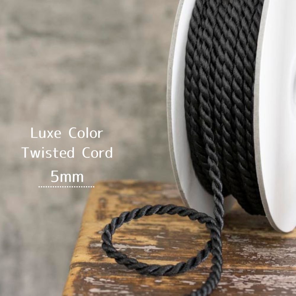 [ ひも/コード ] リュクスカラーツイストコード 5mm｜string/cord｜Luxe Color Twisted Cord｜シンプルブラック｜R004-8