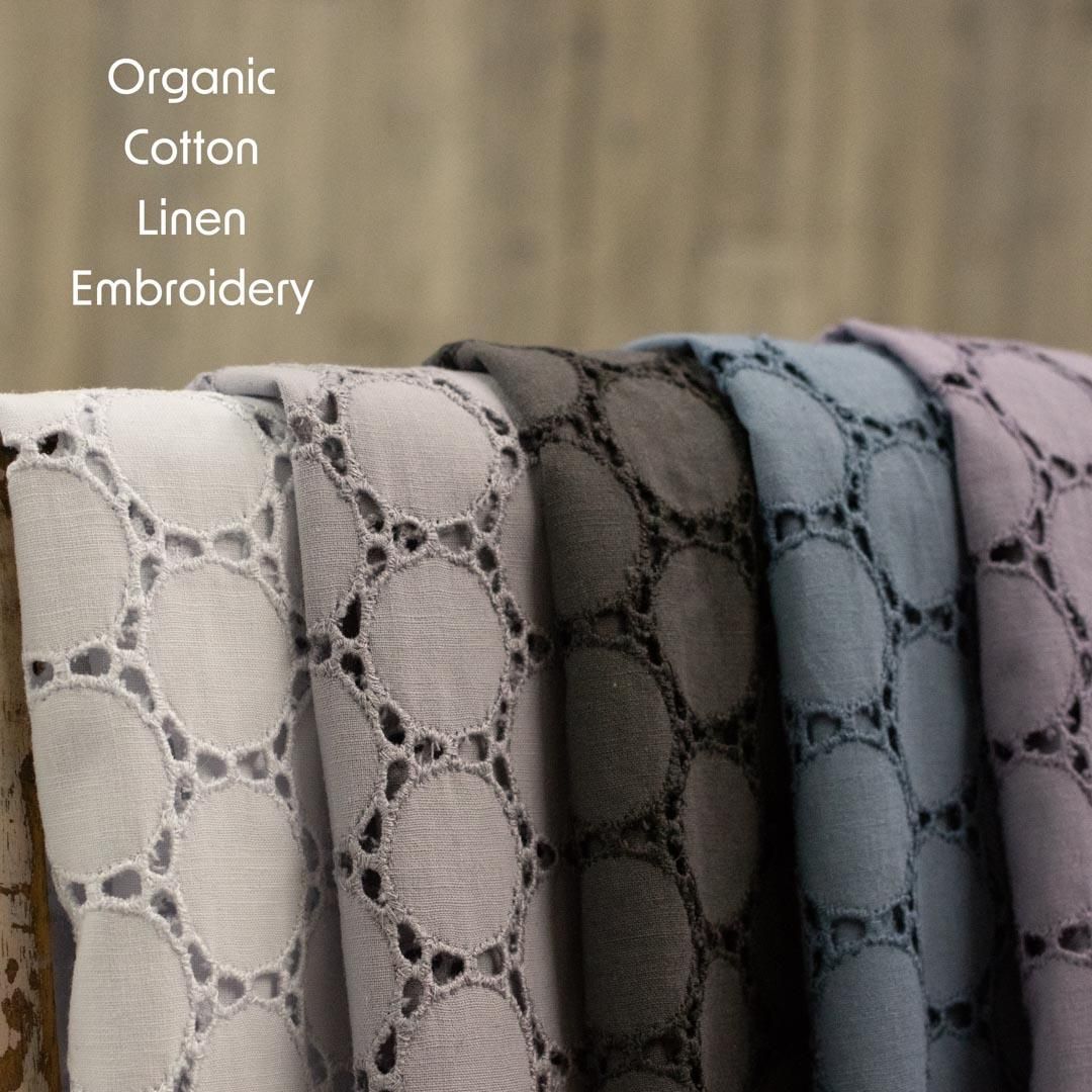 レース ] グレートーンの綿麻オーガニックコットンレース