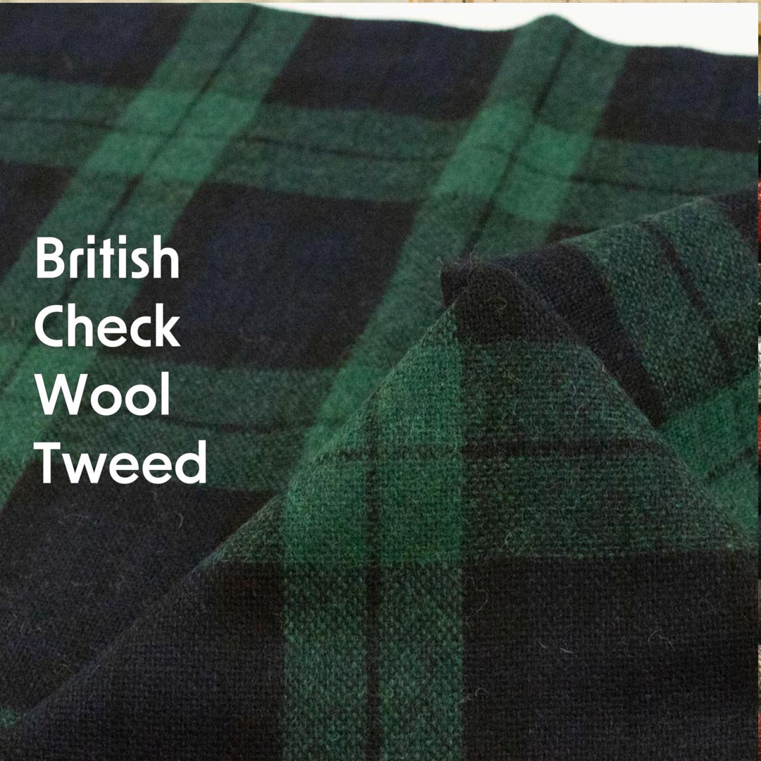 [ WOOl ] British Check Wool Tweed｜ブリティッシュチェック風ウールツイード｜ブラックウォッチ｜8182-6
