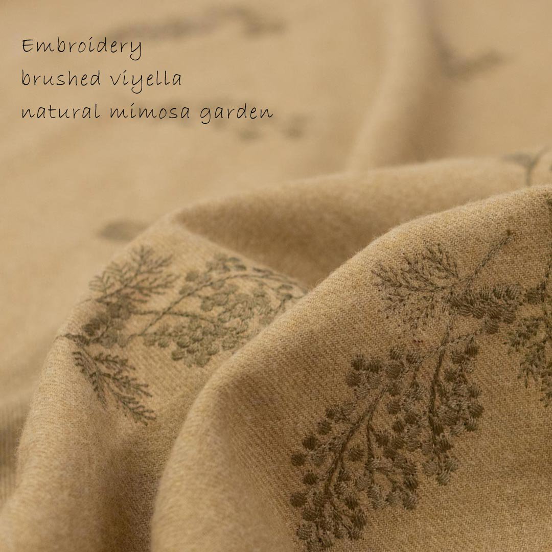 [ ӥɽ ] natural mimosa gardenEmbroidery brushed viyellaåʥߥ⥶ǥõݥӥɽåȥåץ١8169-14