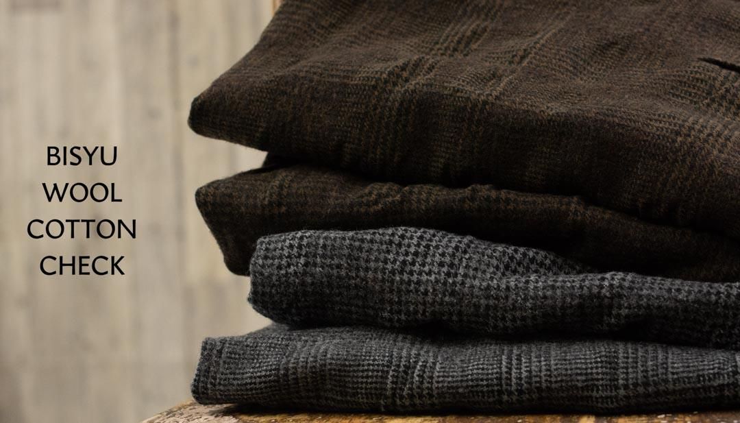 【美品】ensou ウールコットンチェックスラックス Super140's ウールトロピカル チェックスラックス