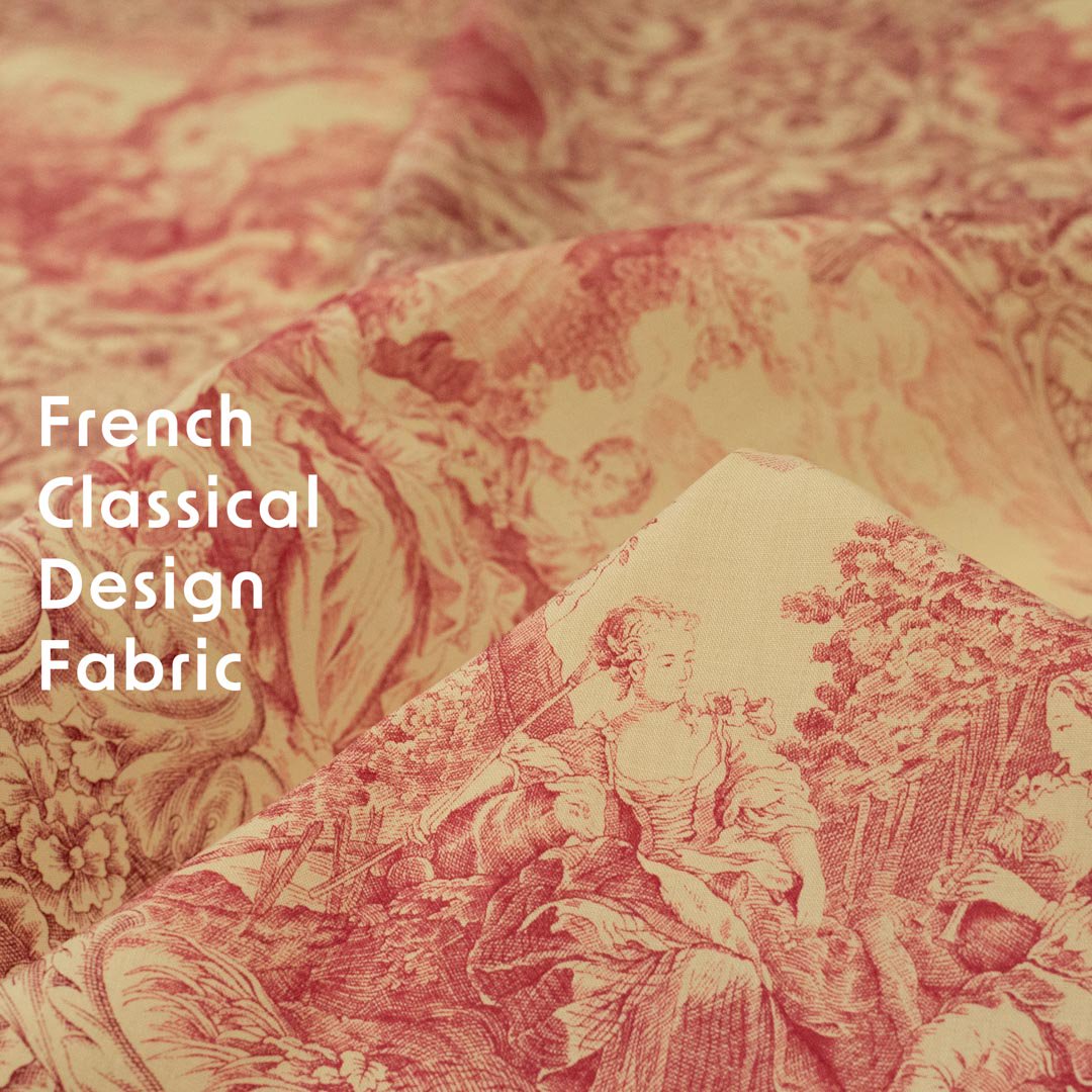 [ COTTON ] French Classical Design Fabric｜コットンシーチング｜ベージュレッド｜8157-7