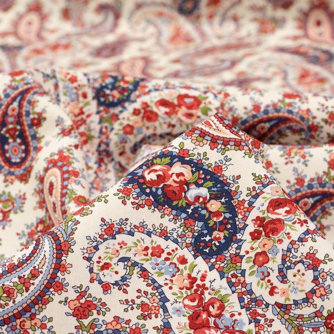 USA cotton】 Flower Paisley Pattern Fabric |フラワー USA cotton】 Flower Paisley Pattern Fabric |フラワー