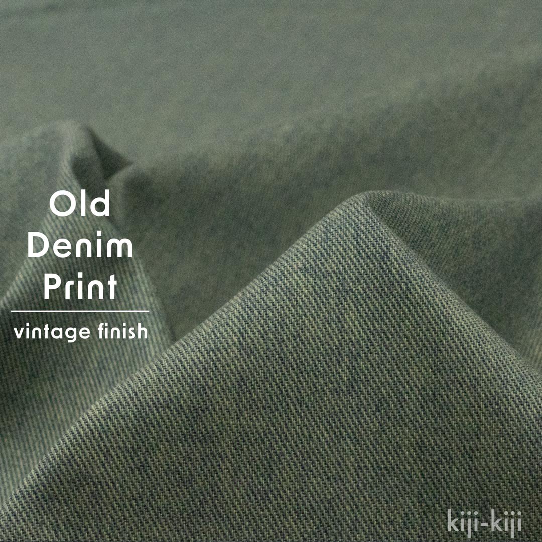 [ コットン ] Old Denim Print-vintage finish｜オールドデニムプリント｜ヴィンテージフィニッシュ｜ヴィンテージグリーンネイビー｜8272-3