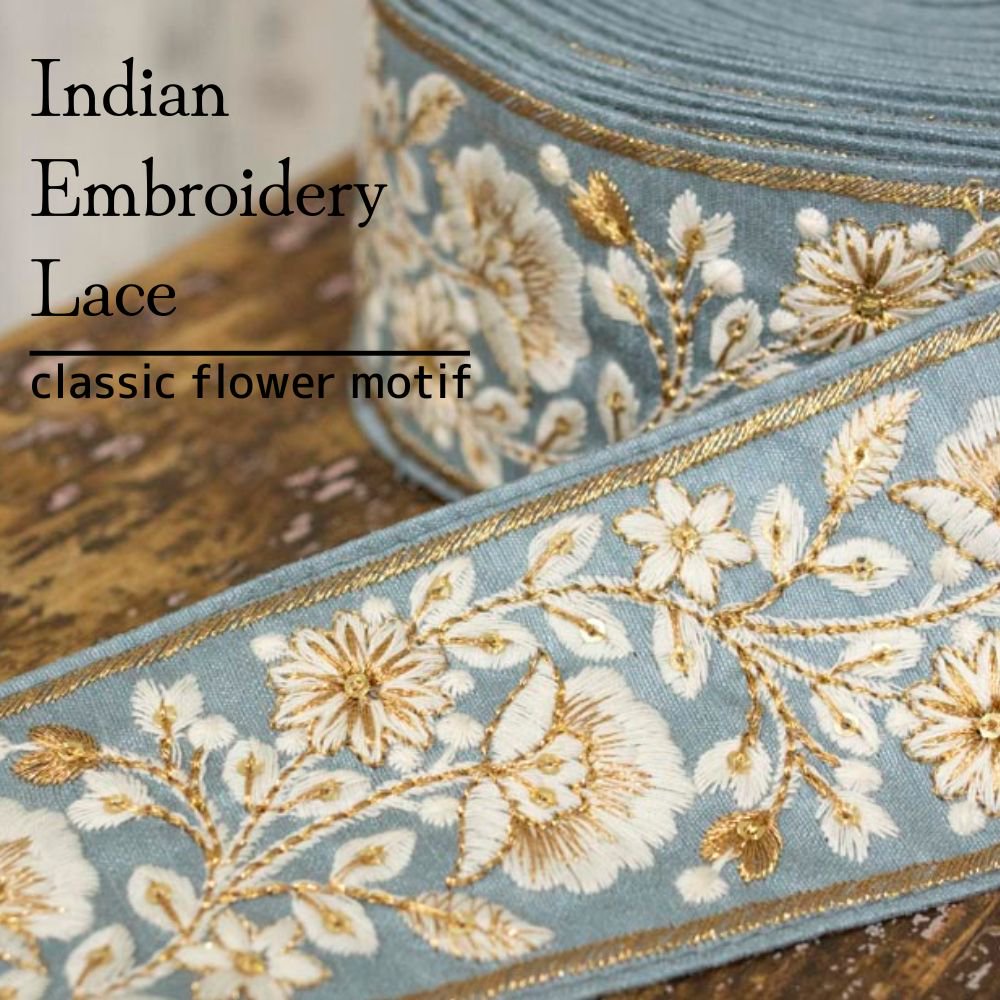 [ ɽ졼 ] 饷åեաIndian embroidery laceclassic flower motifåƥ֥롼91r-009-2