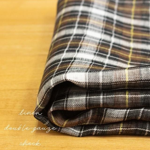 LINEN DOUBLE GAUZEチェック生地 | 110巾リネンダブルガーゼ