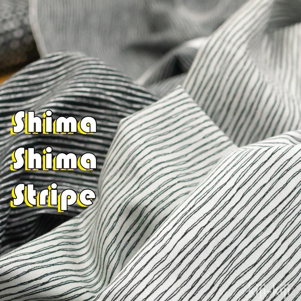 コットン shima shima stripe | ホワイト - 【キジキジ】布・生地の