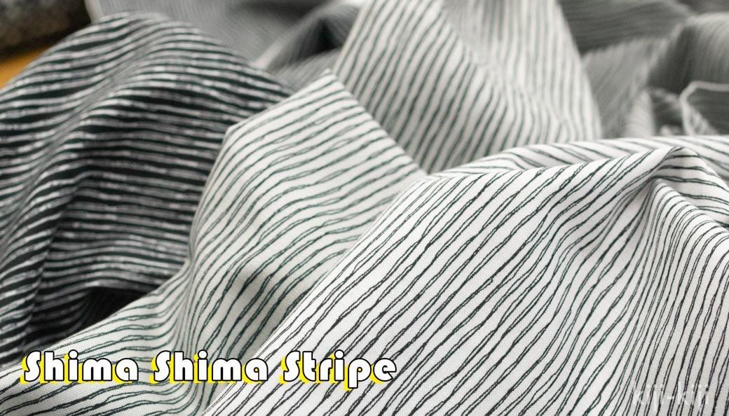 コットン shima shima stripe | ホワイト - 【キジキジ】布