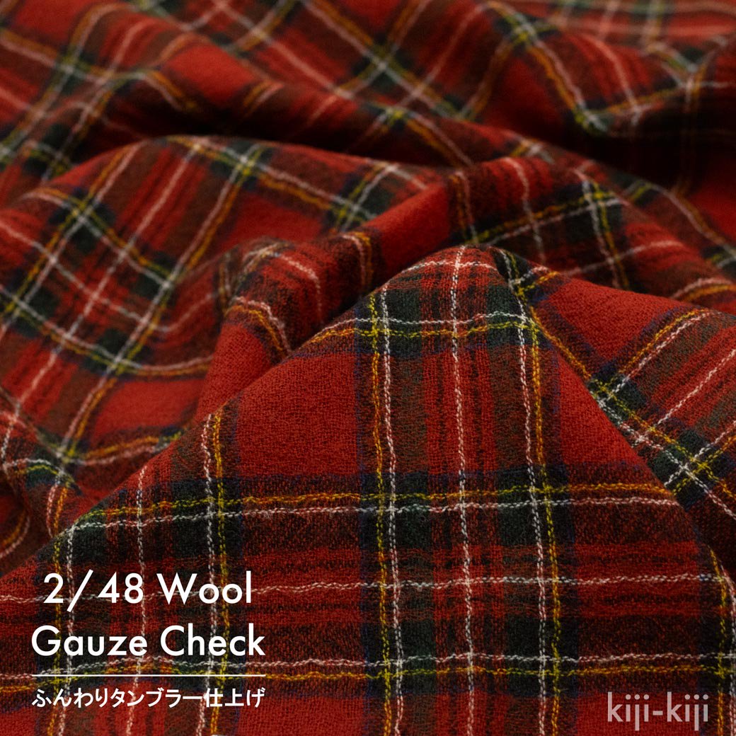 [  ] Wool Gauze Check2/48å֥顼å㡼Brick Red 9231-1