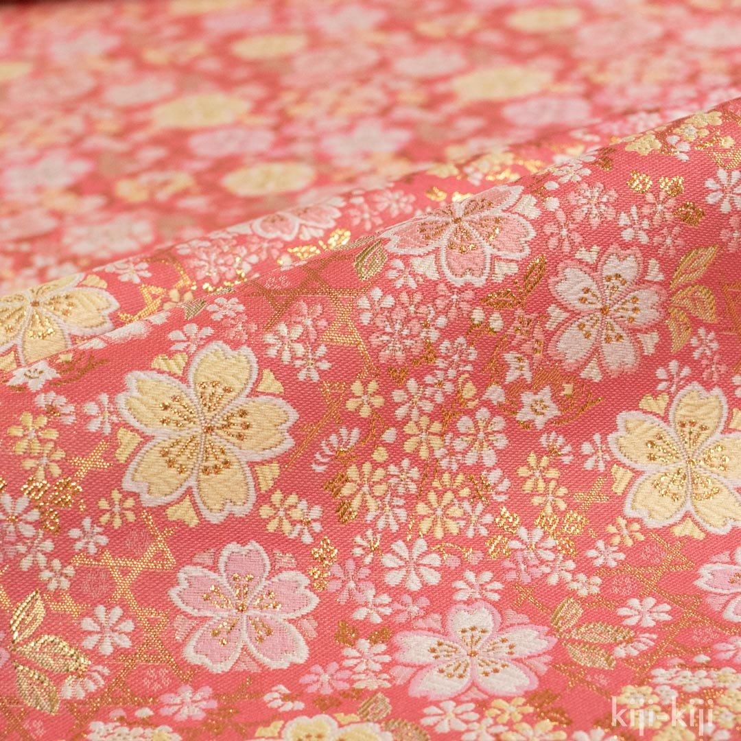京都西陣織・金襴生地 桜にあられ玉|薄紅 |040 - 【キジキジ 京都西陣織・金襴生地 桜にあられ玉|薄紅 |040 - 【キジキジ