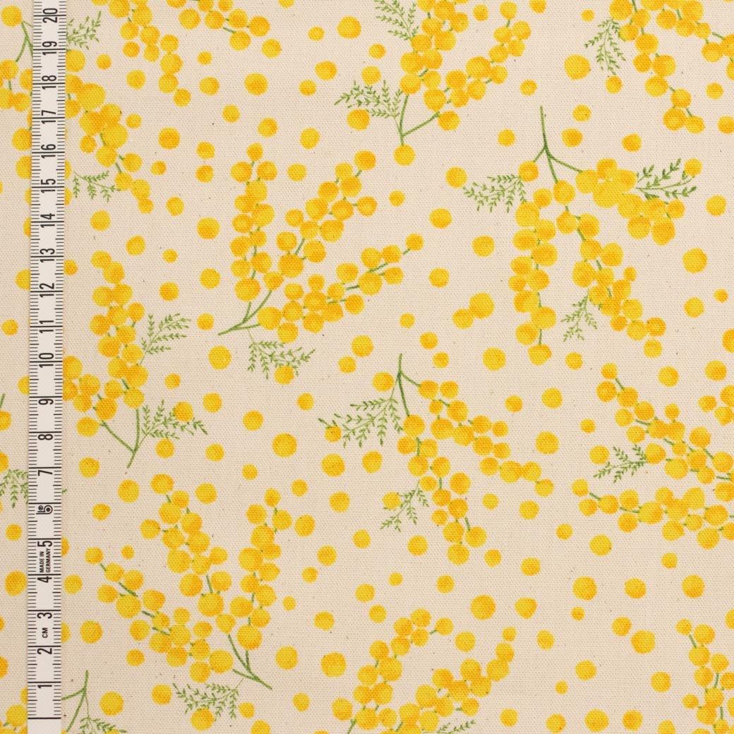 ミモザ柄ファブリック | コットンオックス - 【キジキジ】布・生地の
