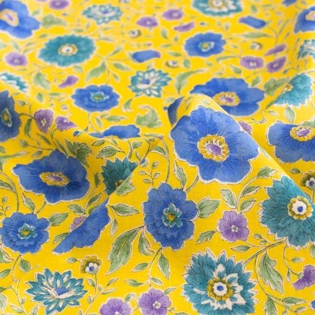 アジアン花柄刺繍フリンジ布 ネイビーとベージュ アジアン花柄刺繍フリンジ布 ネイビーとベージュ