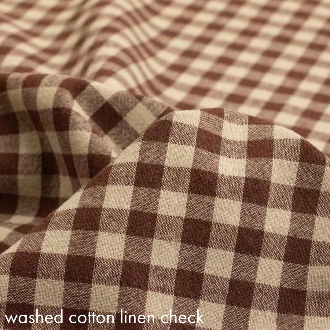 餷Υåȥͥ󥮥󥬥 å12mm  Washed Gingham Cotton Linen Canvas25110-5 ֥饦-M