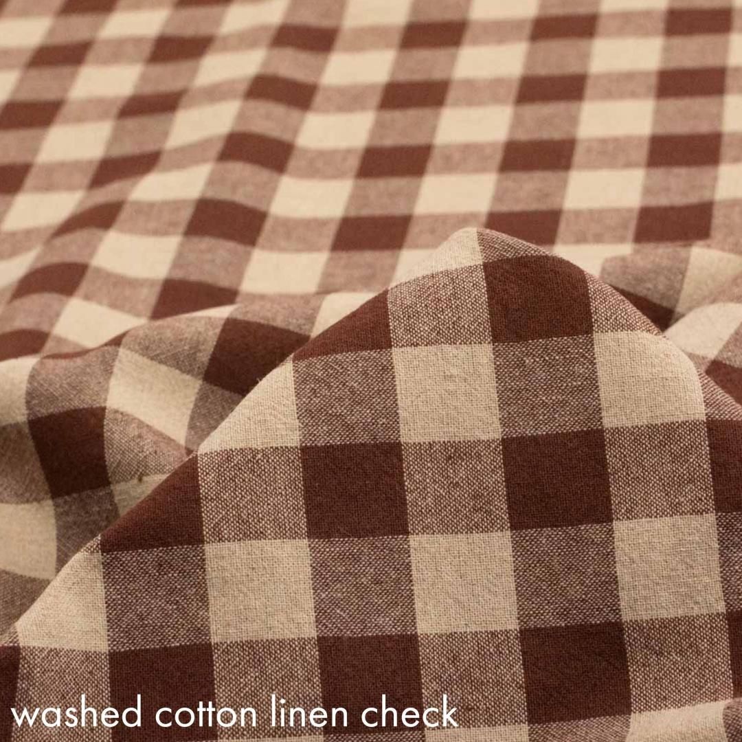 餷Υåȥͥ󥮥󥬥 å25mm Washed Gingham Cotton Linen Canvas25110-8 ֥饦-L