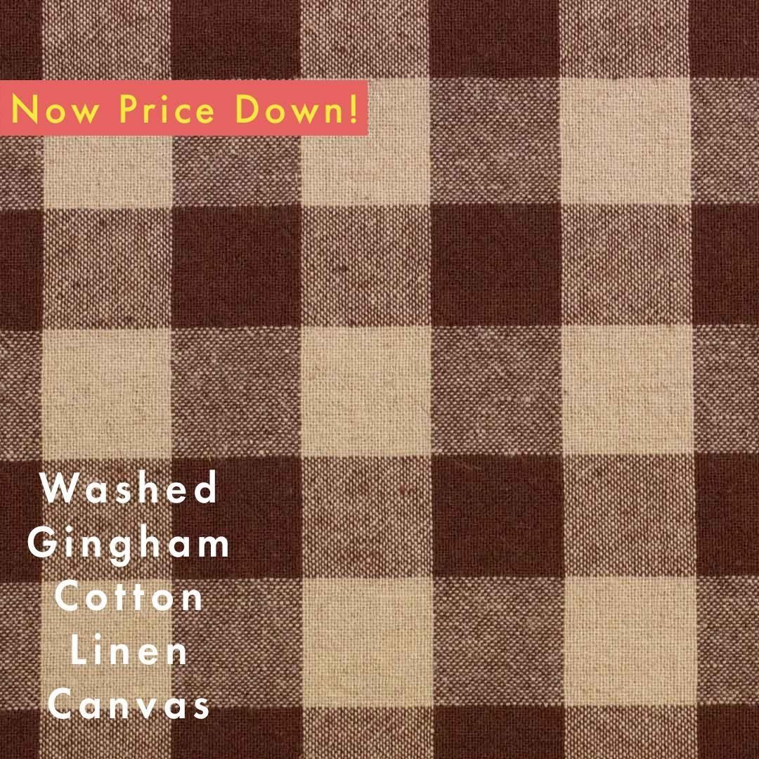 [  ]餷Υåȥͥ󥮥󥬥 å25mm Washed Gingham Cotton Linen Canvas25110-8 ֥饦-L
