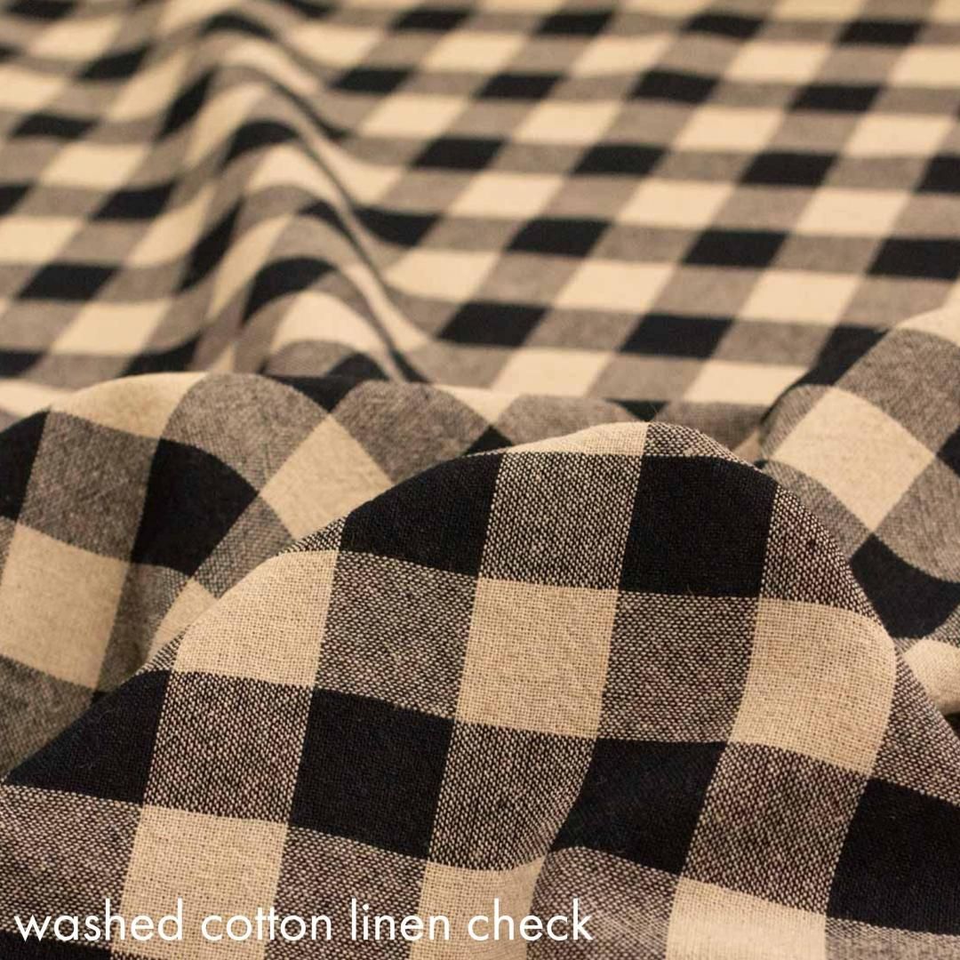 餷Υåȥͥ󥮥󥬥 å 25mmWashed Gingham Cotton Linen Canvas25110-10 ֥å-L
